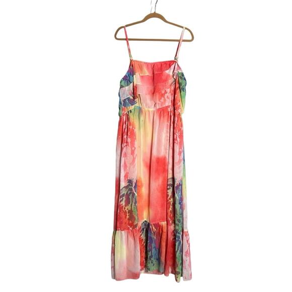 Lane Bryant Rainbow Watercolor Removable Straps Maxi Dress Plus Size 22/24 - Picture 1 of 4